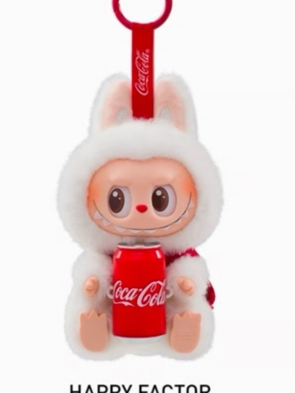 Coca Cola Labubu Plush Keychain with Red Can